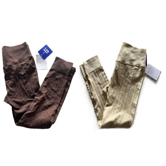 JoyLab Women's Seamless Cable Knit 7/8 Leggings Brown/Ivory Size Medium 2Pk - Picture 1 of 8